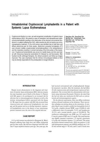 Intraabdominal Cryptococcal Lymphadenitis In A Patient With