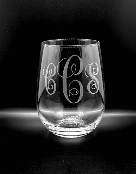 Monogrammed Wine Glass Personalized Stemless Wine Glass Etsy
