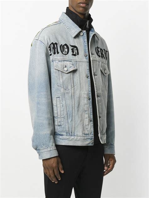 Gucci Modern Printed Logo Denim Jacket In Blue For Men Lyst