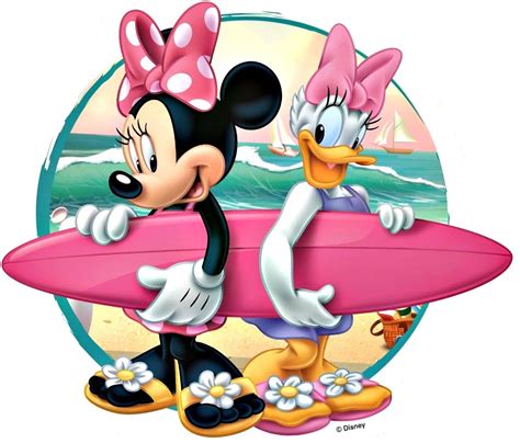 Minnie And Daisy Ready To Catch Some Waves Walt Disney Disney Art