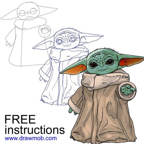 Easy Draw Baby Yoda Step By Step Star Wars Drawings
