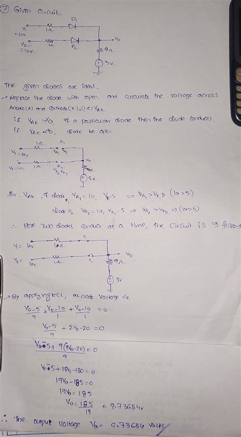 Solved Consider The Circuit Shown Below Assume Diodes Are Ideal If