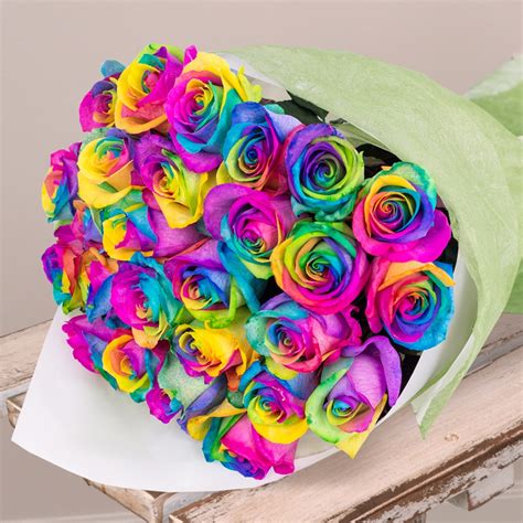 Tow Dozen Rainbow Rose Bouquet The Most Colorful Flowers In The World