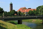 W Otto: Brücke über einen Fluss, Löningen, Deutschland. Kunstdruck ...