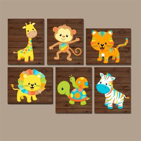 Safari Animals Nursery Wall Art Jungle Animals Baby Boy Boy Animal