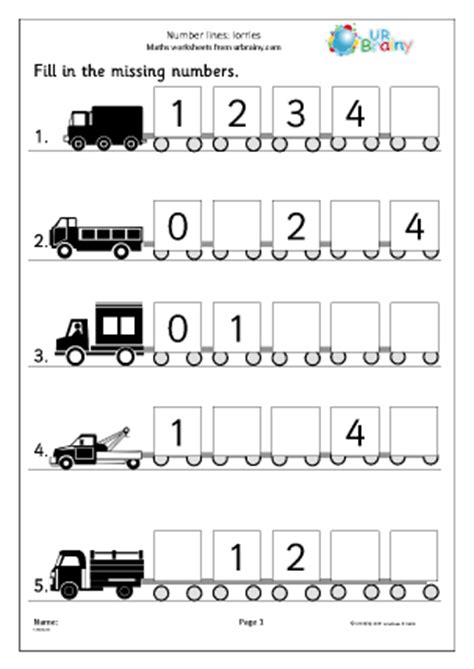 Magic vocabulary english vocabulary games and worksheets generator. Number Lines (5) - Lorries