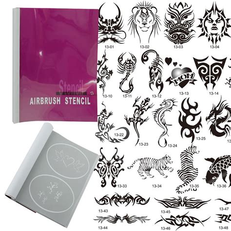 Ophir 52 Patterns Airbrush Temporary Tattoo Stencils Set For