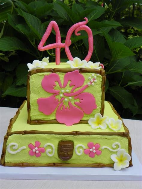 Plumeria Cake Studio Hawaiian Themed 40th Birthday Cake