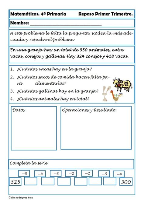 Ejercicios Y Actividades Matemáticas Para Cuarto Grado De Primaria