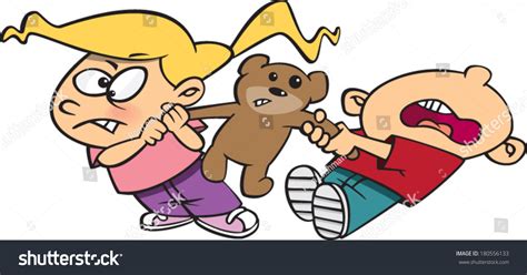 Cartoon Kids Fighting Over Teddy Bear Stock Vector 180556133 Shutterstock