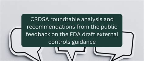 Crdsa Roundtable On Fda External Controls Guidance