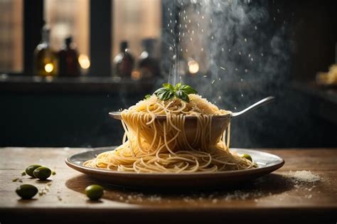 Premium Ai Image A Bowl Of Fresh Spaghetti With Steaming Smoke