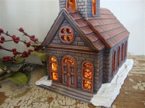 Items Similar To Vintage Ceramic Lighted Church Christmas Decoration On