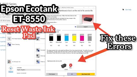 Epson Ecotank Et 8550 Reset Waste Ink Pad Fix Maintenance Box Is At