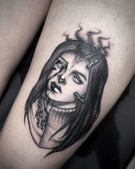 May 02, 2021 · billie eilish shows off her hip tattoo for the first time in british vogue cover shoot this link is to an external site that may or may not meet accessibility guidelines. Billie Eilish Tattoos - Get Ispired By The Best Fan Tattoos