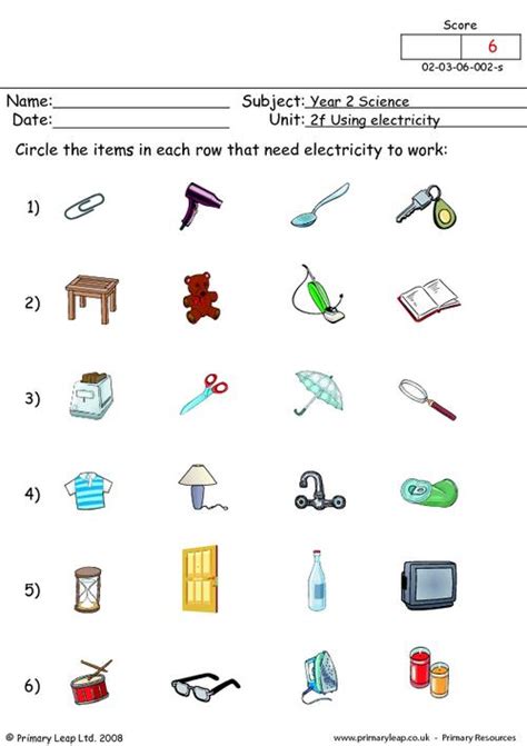 Science What Needs Electricity To Work Worksheet Uk