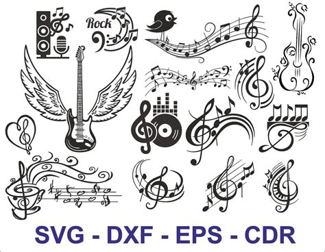 Music Notes Svg Music Clipart Guitar Svg File Ornaments Etsy Uk