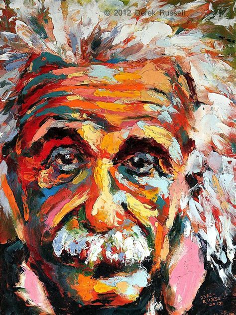 Albert Einstein Original Oil Painting — Derek Russell Art Painting