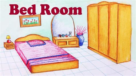 How to draw a flower. How to draw a Bedroom.Step by step(easy draw) - YouTube