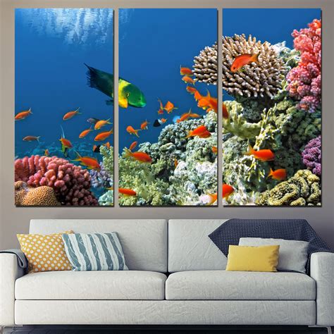 Promotion Hot Sale 3 Panels Canvas Art Tropical Coral Reef