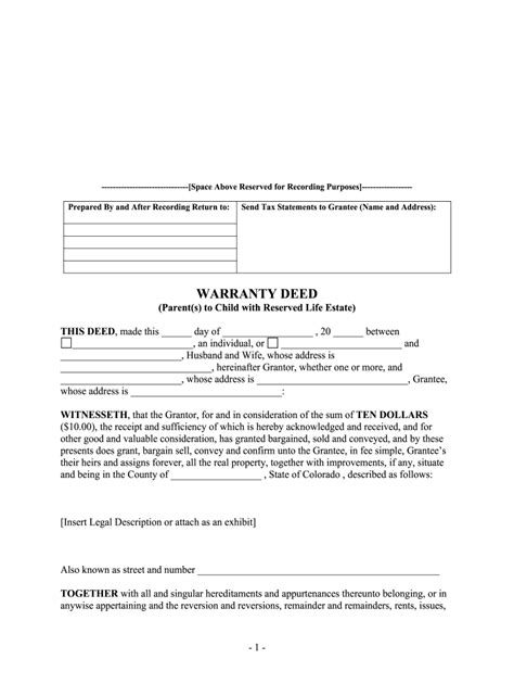 Colorado Warranty Deed Form Fill Out And Sign Printable Pdf Template