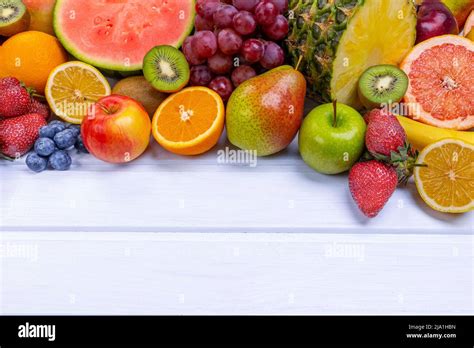 Assorted Fresh Fruits For Healthy Eating Watermelon Pineapple Apple