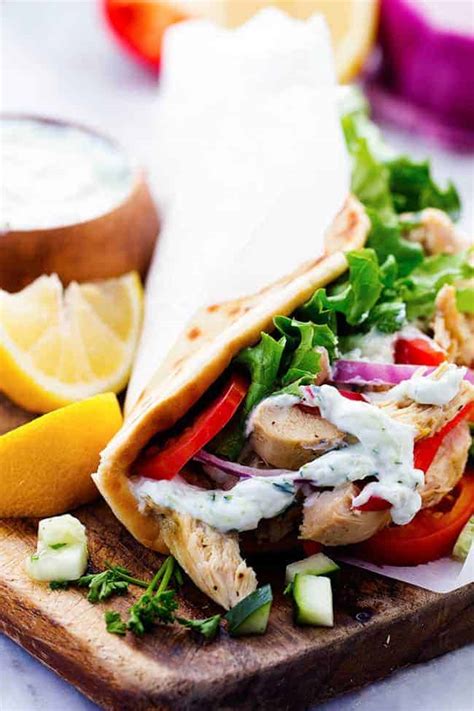 Slow Cooker Greek Chicken Gyros With Tzatziki Therecipecritic