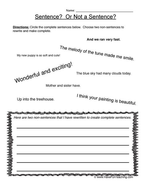 Complete And Incomplete Sentences Worksheets