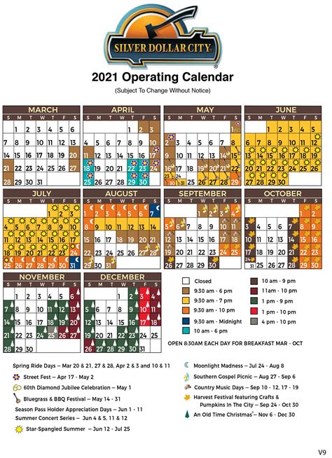 2025 Silver Dollar City Calendar
