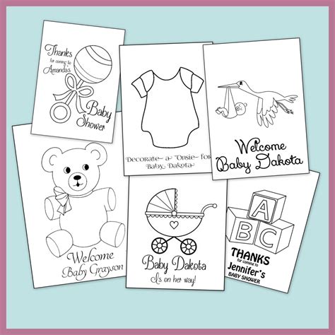 Alphabet coloring pages for baby shower. Baby Shower Personalized Coloring Book Printable PDF Emailed