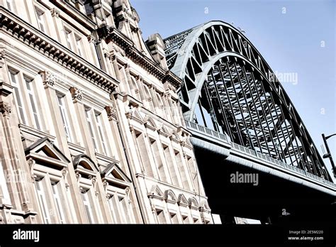 The Iconic Tyne Bridge From The Quayside In Newcastle Upon Tyne