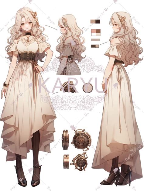 An Anime Character With Long Blonde Hair Wearing A Dress