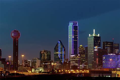Dallas Skyline Cityscape At Night During The Blue Hour Photograph By