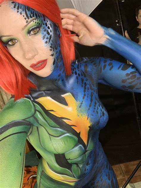 Body Painted Boobies As Mystique Turning Into Phoenix Scrolller