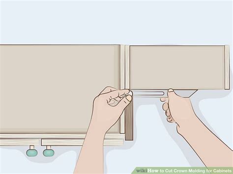 (use one long strip for a row of cabinets the same depth.) then apply wood glue to each strip, nail it in place, and let dry. How to Cut Crown Molding for Cabinets: 12 Steps (with ...