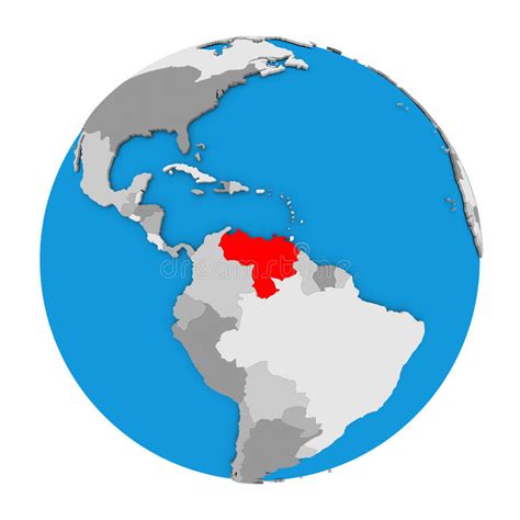 Venezuela On Globe In Red Stock Illustration Illustration Of Globe