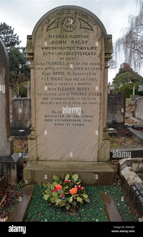 The Grave Of Eleanor Rigby In St Peters Church Cemetery Woolton Stock