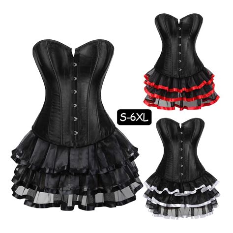 Womens Black Halloween Party Bustiers And Corsets Plus Size 6xl