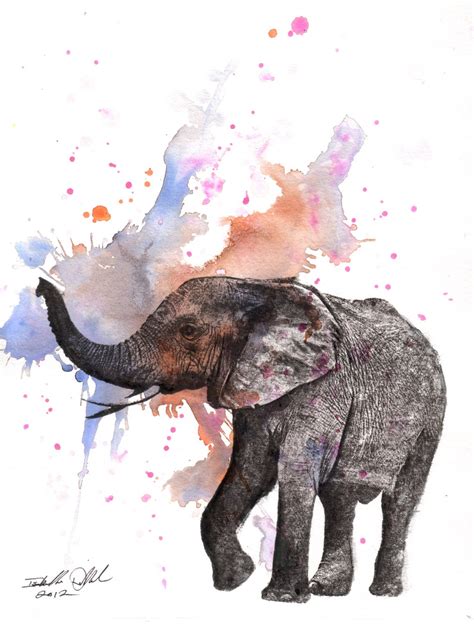 Elephant Animal Watercolor Painting Original By Idillard On Etsy
