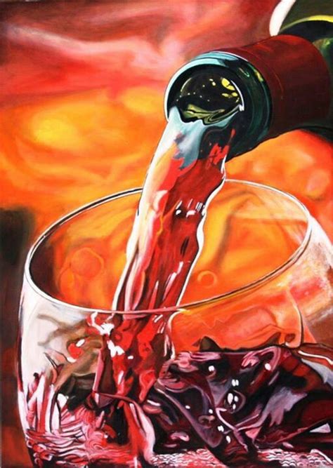 Red Wine Oil Painting On Canvas Wine Painting Wine Art Wine Glass Art
