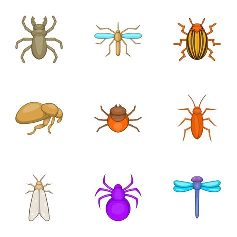 Premium Vector Insects Icons Set Cartoon Style