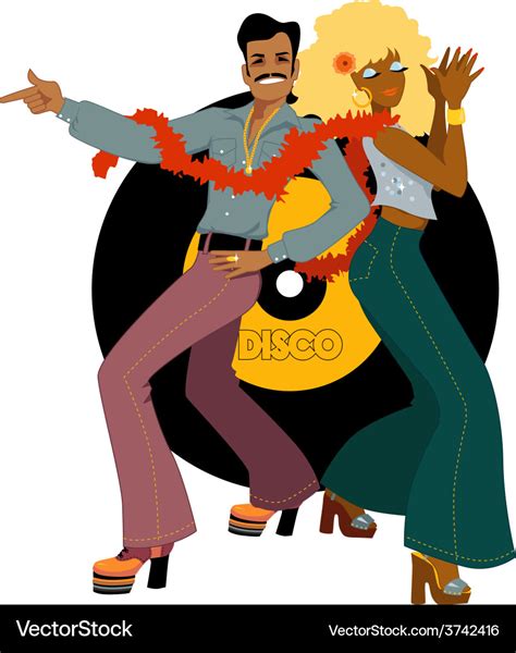Disco Dancers Back To Back Royalty Free Vector Image