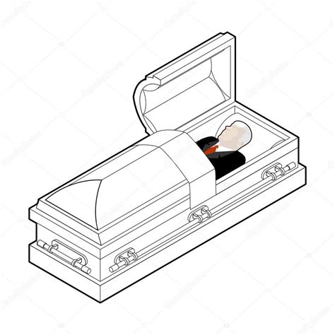 Deceased In Coffin Dead Man Lay In Wooden Casket Corpse In An Stock