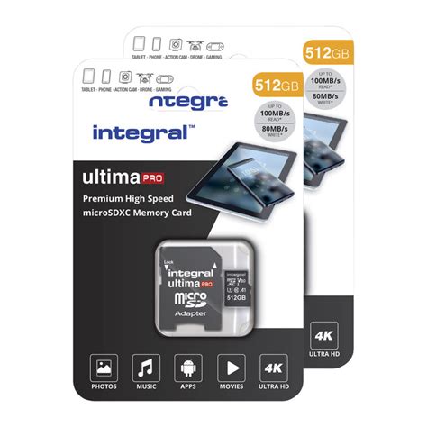 Kıngston 512 gb mıcrosdxc canvas go plus 170r a2 u3 v30 card + sd adapter sdcg3/512 gb. Integral 512GB Micro SD Card, 2 Pack, MicroSDXC UHS-1 U3 CL10 V30 A1 | Costco UK