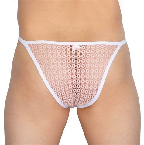 Mens Lace Mesh Mini Briefs Underwear Sexy Bulge Pouch Briefs Thong