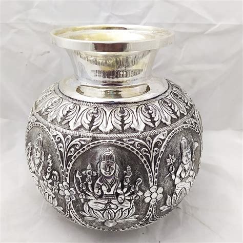 Wholesaler Of Pure Silver 925 Astalakshmi Kalash In Fine Embossing Po