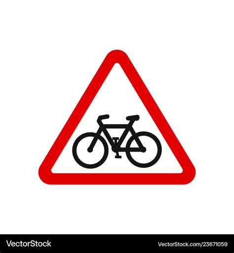 Red Triangle Bicycle Road Sign Royalty Free Vector Image