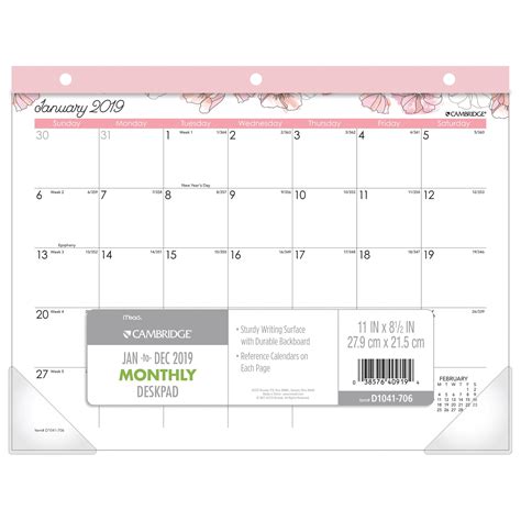 At A Glance Blush Mini Monthly Desk Pad Calendars