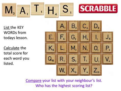 Scrabble Key Words Literacy Teaching Resources