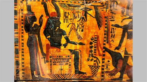 18th dynasty kemetic depiction of ausar god of consciousness seated